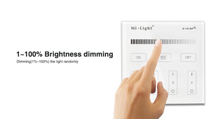 MILIGHT Fernbedienung, MILIGHT MILIGHT - 4-Zone Brightness Dimming Smart Panel Remote Controller - B1, futlight, pilot wifi